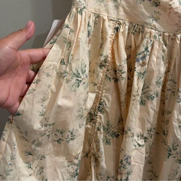 SELKIE Anthropologie NWT Medium Romantic Floral Mini Dress Ruched Spring Summer - Picture 10 of 10